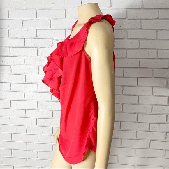 Mossimo Women's Top Red Sleeveless Ruffle Top - Picture 6 of 16